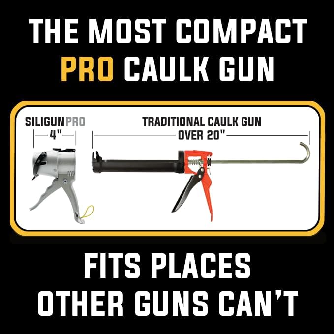 SILIGUN ™ PRO Compact 24:1 Caulking Gun - No Drip Caulk Gun - Patent Design - Lightweight Aluminum Frame - Works with all 10 oz Tubes ( PRO Scraper Kit) - Image 2